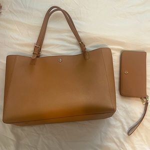 Like new Tory Burch tote and wallet. Never used.
